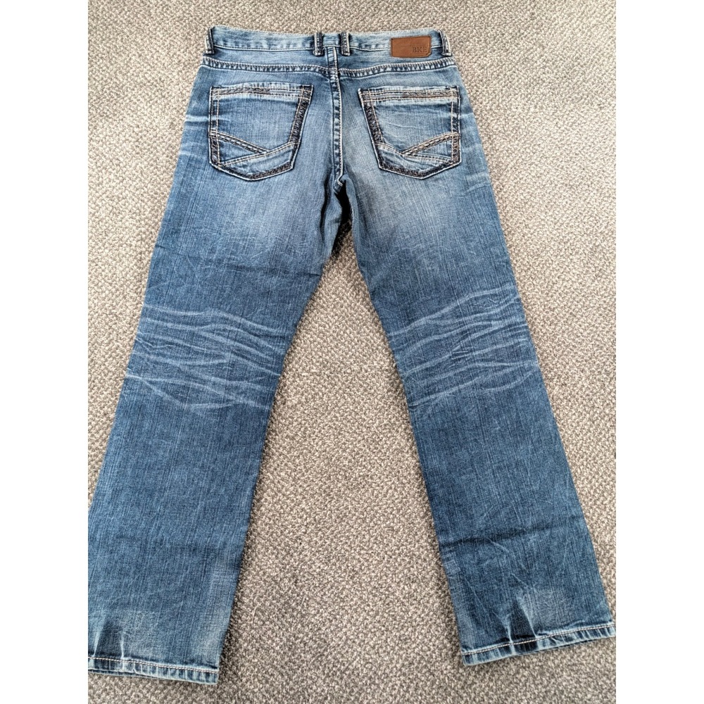 BKE Tyler Straight Leg Jeans Mens 34R Medium Wash Denim Stretch Blue - Picture 3 of 16